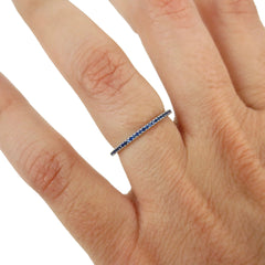 18K White Gold Dainty Blue Sapphire Eternity Band