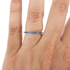 18K White Gold Dainty Blue Sapphire Eternity Band