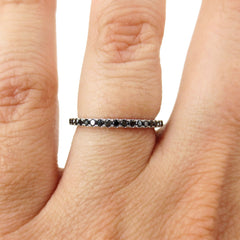 18K White Gold Black Diamond Eternity Band - 1.6mm