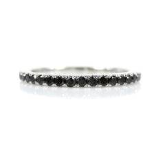 18K White Gold Black Diamond Eternity Band - 1.6mm