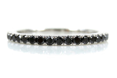 18K White Gold Black Diamond Eternity Band - 1.6mm