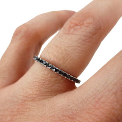 18K White Gold Black Diamond Eternity Band - 1.6mm