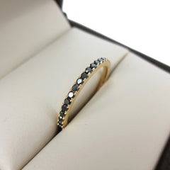 18K Yellow Gold Black Diamond Eternity Band - 1.6mm