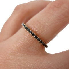 18K Yellow Gold Black Diamond Eternity Band - 1.6mm