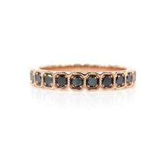 18K Rose Gold Black Diamond Square Bezel-set Half Eternity Band