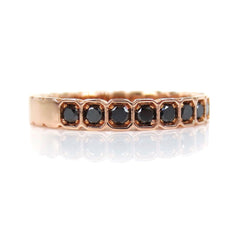 18K Rose Gold Black Diamond Square Bezel-set Half Eternity Band
