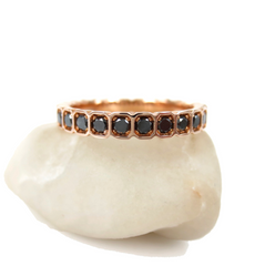 18K Rose Gold Black Diamond Square Bezel-set Half Eternity Band