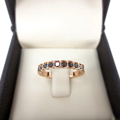 18K Rose Gold Black Diamond Square Bezel-set Half Eternity Band