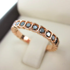 18K Rose Gold Black Diamond Square Bezel-set Half Eternity Band
