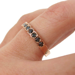 18K Rose Gold Black Diamond Square Bezel-set Half Eternity Band