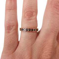 18K Rose Gold Black Diamond Square Bezel-set Half Eternity Band