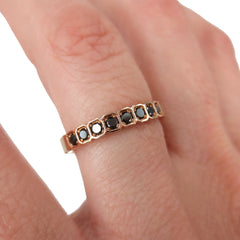 18K Rose Gold Black Diamond Square Bezel-set Half Eternity Band