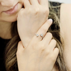 Pear & Marquise shape Diamonds Open Bypass Band Ring - 18K Gold