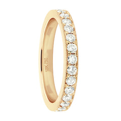 18K Rose Gold Natural Diamond Eternity Milgrain Edge Band