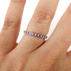 18K White Gold Amethyst Bezel-set Bubble Eternity Band - 2.2mm