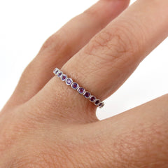 18K White Gold Amethyst Bezel-set Bubble Eternity Band - 2.2mm