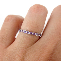 18K White Gold Amethyst Bezel-set Bubble Eternity Band - 2.2mm