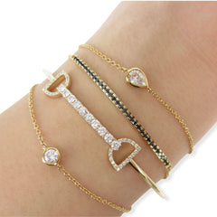 Black Diamond Bar Bracelet set in 18K Yellow Gold.