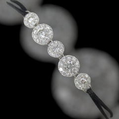 Diamond Halo Bracelet with adjustable Silk Cord - 0.71 cts