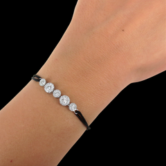 Diamond Halo Bracelet with adjustable Silk Cord - 0.71 cts