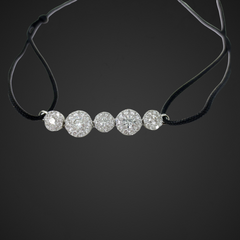 Diamond Halo Bracelet with adjustable Silk Cord - 0.71 cts