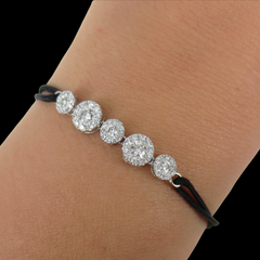 Diamond Halo Bracelet with adjustable Silk Cord - 0.71 cts