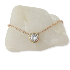 Round Diamond Solitaire Bezel Set Pendant Necklace - 0.15cts