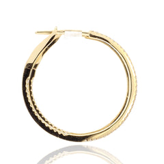 1inch 18K Yellow Gold inside out Diamond Hoop Earrings / One inch Hoops