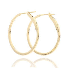 1inch 18K Yellow Gold inside out Diamond Hoop Earrings / One inch Hoops