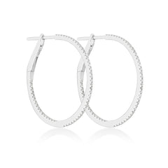 1inch 18K Yellow Gold inside out Diamond Hoop Earrings / One inch Hoops