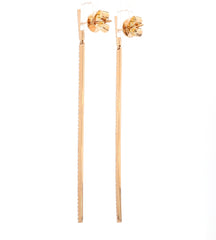 18K Gold Diamond Pave Bar Dangling Earrings
