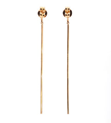 18K Gold Diamond Pave Bar Dangling Earrings