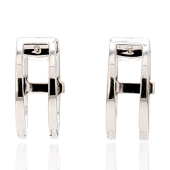 18K White Gold Double Row Diamond Huggies Earrings