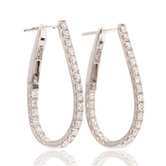 18K White Gold Diamonds Inside Out Tear Drop Hoopa Earrings