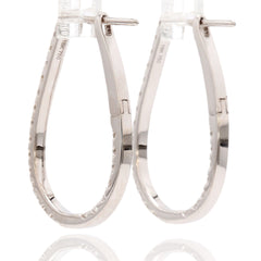 18K White Gold Diamonds Inside Out Tear Drop Hoopa Earrings