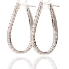 18K White Gold Diamonds Inside Out Tear Drop Hoopa Earrings