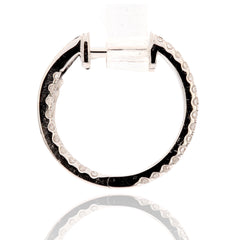 15mm 18K White Gold inside out Diamond Hoop Huggie Earrings