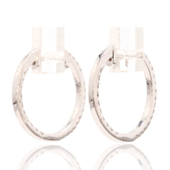 15mm 18K White Gold inside out Diamond Hoop Huggie Earrings