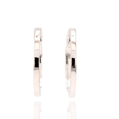 15mm 18K White Gold inside out Diamond Hoop Huggie Earrings