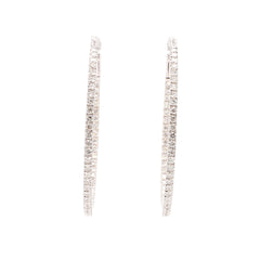 1.5 inch 18K White Gold inside out Diamond Hoop Earrings / 1 1/2" Hoops