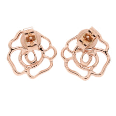 18K Rose Gold Pavé Diamond Open Flower Earrings.