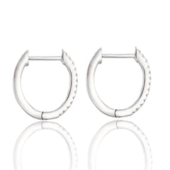 12mm Natural Diamond Huggie 14K Gold Earrings