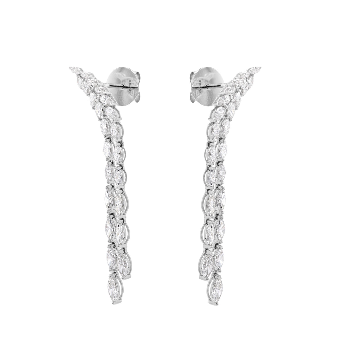 2.94 Carat Natural Marquise Diamond Drop Earrings in 18K White Gold