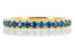 18K Yellow Gold Blue Sapphires Eternity Band - 2.2mm