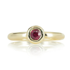 0.34 cts Bezel-Set Solitaire Ruby Ring - 14K Yellow Gold