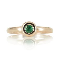 0.20cts Bezel-Set Solitaire Emerald Ring - 14K Rose Gold