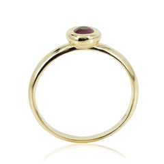 0.34 cts Bezel-Set Solitaire Ruby Ring - 14K Yellow Gold