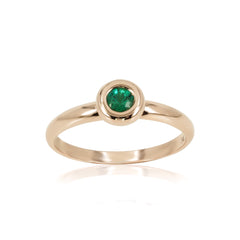 0.20cts Bezel-Set Solitaire Emerald Ring - 14K Rose Gold