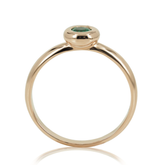 0.20cts Bezel-Set Solitaire Emerald Ring - 14K Rose Gold