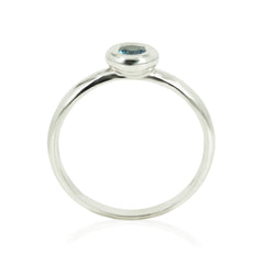0.26 cts Bezel-Set Solitaire Sapphire Ring - 14K White Gold